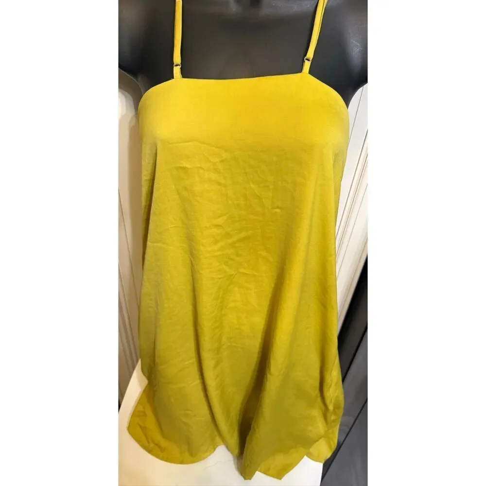 Forever 21 Contemporary Women's Halter Cross Back Cami Slip Dress Mustard Small